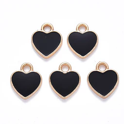 Corazones Esmaltados Negro | Aleación