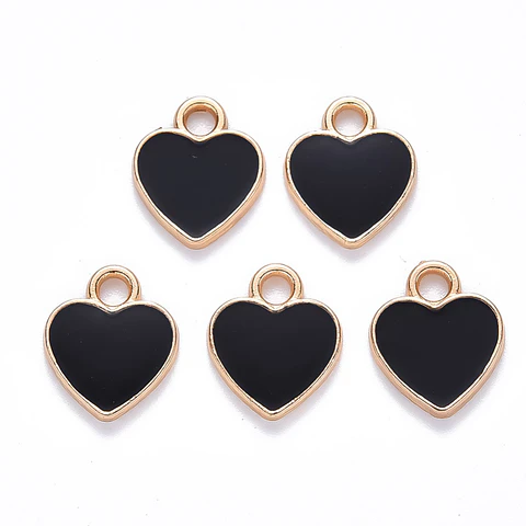 Corazones Esmaltados Negro | Aleación