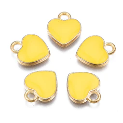  Corazones Esmaltados Amarillo | Aleación