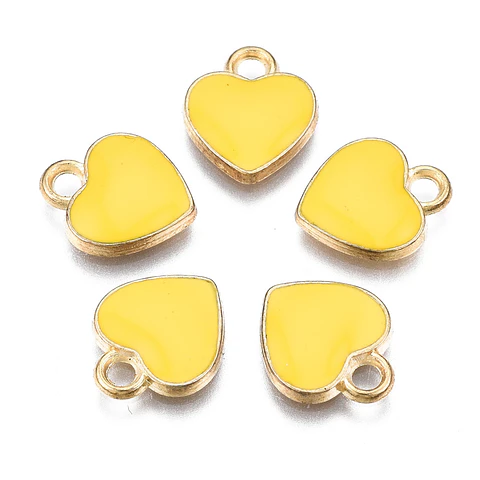 Corazones Esmaltados Amarillo | Aleación