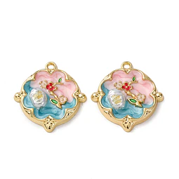 Colgante Flor Esmaltada Con Perla ABS | Aleación