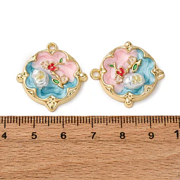  Colgante Flor Esmaltada Con Perla ABS | Aleación