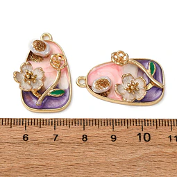  Colgante Flor Esmaltada Con Perla ABS | Aleación