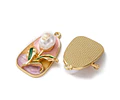 Colgante Flor Esmaltada Con Perla ABS | Aleación