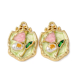  Colgante Flor Esmaltada Con Perla ABS | Aleación