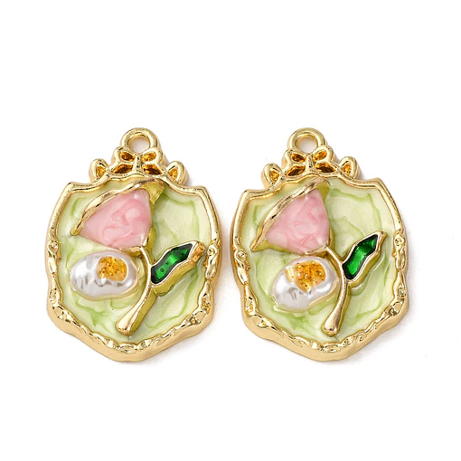 Colgante Flor Esmaltada Con Perla ABS | Aleación