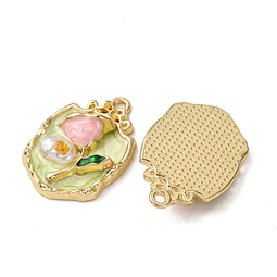  Colgante Flor Esmaltada Con Perla ABS | Aleación