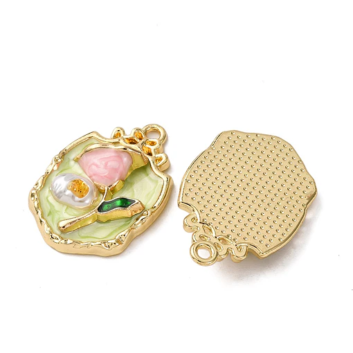 Colgante Flor Esmaltada Con Perla ABS | Aleación