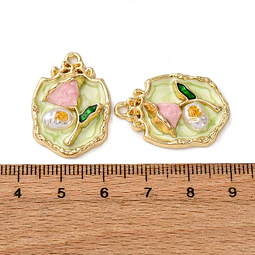  Colgante Flor Esmaltada Con Perla ABS | Aleación