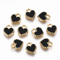  Corazón esmaltado pequeño negro | Aleación