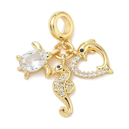  Charm Tortuga, caballito de mar y delfín | Baño de oro 18k