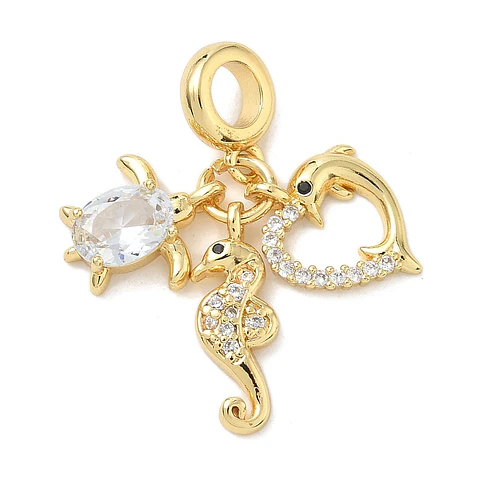 Charm Tortuga, caballito de mar y delfín | Baño de oro 18k