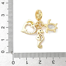  Charm Tortuga, caballito de mar y delfín | Baño de oro 18k