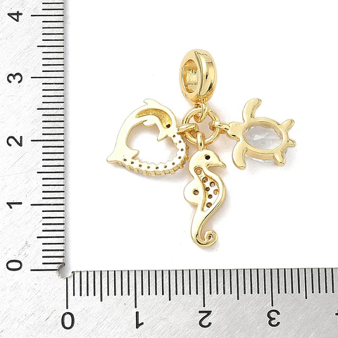 Charm Tortuga, caballito de mar y delfín | Baño de oro 18k