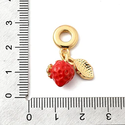 Charm Frutilla y Hoja | Baño de oro 18k