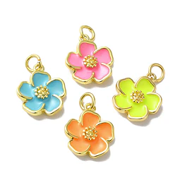  Colgante Flores Esmaltadas | Baño de oro 18k