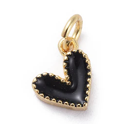  Corazón Esmaltado Negro | Baño de oro 18k