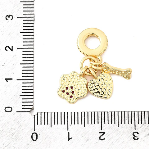 Charm Hueso, Corazón y Huella de Pata | Baño de oro 18k