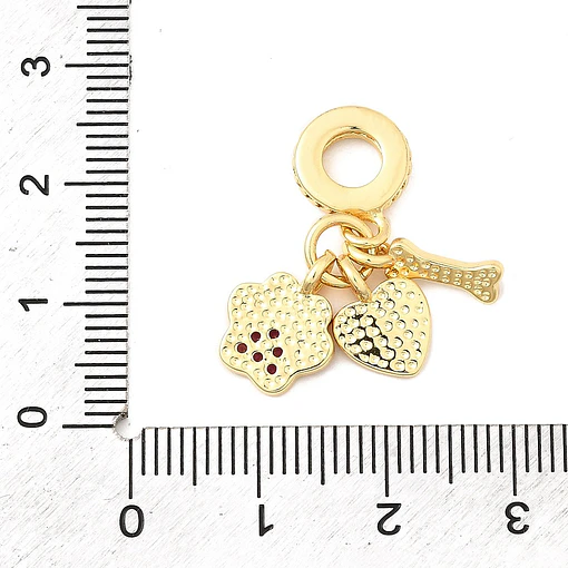 Charm Hueso, Corazón y Huella de Pata | Baño de oro 18k