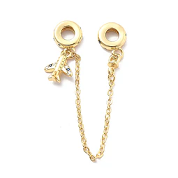  Charm Con Cadena y Avión | Baño de oro 18k
