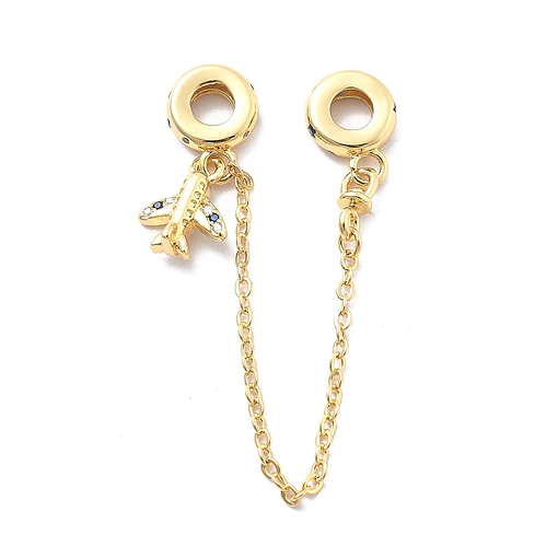 Charm Con Cadena y Avión | Baño de oro 18k