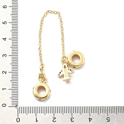  Charm Con Cadena y Avión | Baño de oro 18k