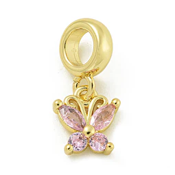  Charm Mariposa Circón Rosado | Baño de oro 18k