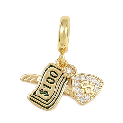  Charm Saco de Dinero y Dólares | Baño de oro 18k