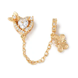 Colgante Estilo Europeo de Corazón y Mariposa | Baño de oro 18k