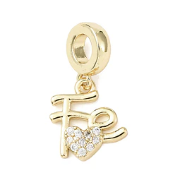  Charm Fé con corazón con circones | Baño de oro