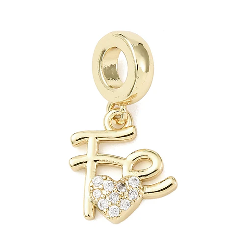 Charm Fé con corazón con circones | Baño de oro