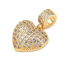  Charm Corazón con circones | Baño de oro 18k
