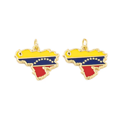 Colgante Bandera - Mapa Venezuela | Baño de oro 18k 