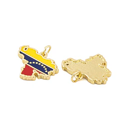  Colgante Bandera - Mapa Venezuela | Baño de oro 18k 
