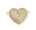 Dije de conector de imán corazón | Baño de oro 18k