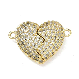  Dije de conector de imán corazón | Baño de oro 18k