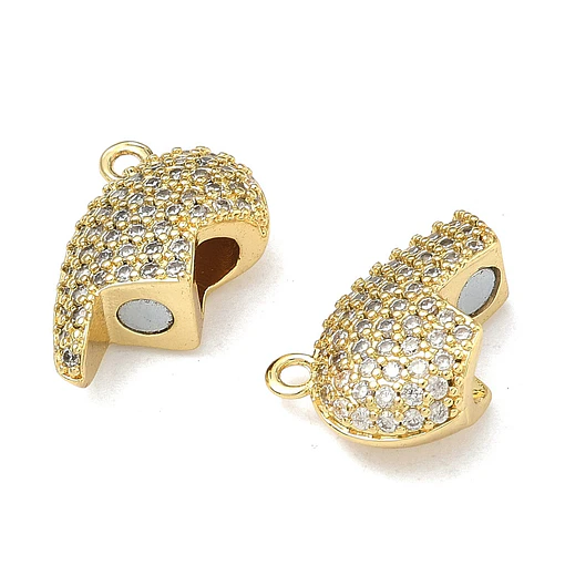 Dije de conector de imán corazón | Baño de oro 18k