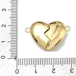  Dije de conector de imán corazón | Baño de oro 18k