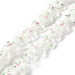  Tira de flores de vidrio hecho a mano | Blanco