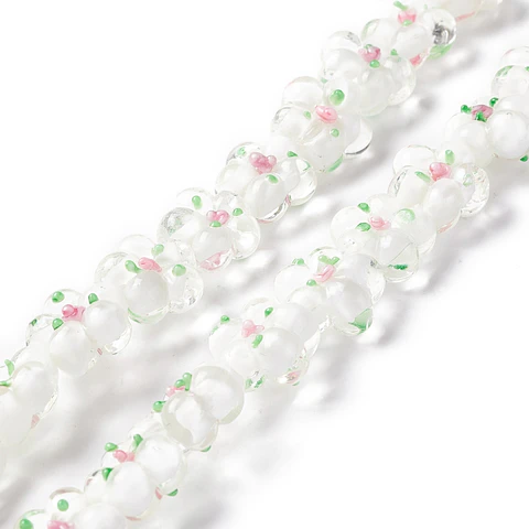 Tira de flores de vidrio hecho a mano | Blanco