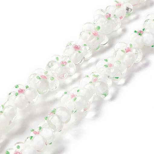 Tira de flores de vidrio hecho a mano | Blanco
