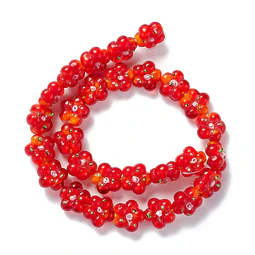  Tira de flores de vidrio hecho a mano | Rojo
