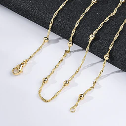  Cadena armada singapur con pelotitas | Baño de oro 18k