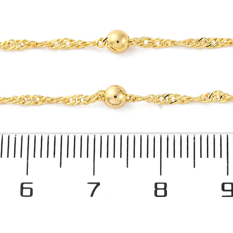 Cadena armada singapur con pelotitas | Baño de oro 18k