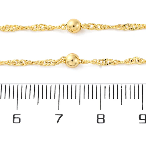 Cadena armada singapur con pelotitas | Baño de oro 18k