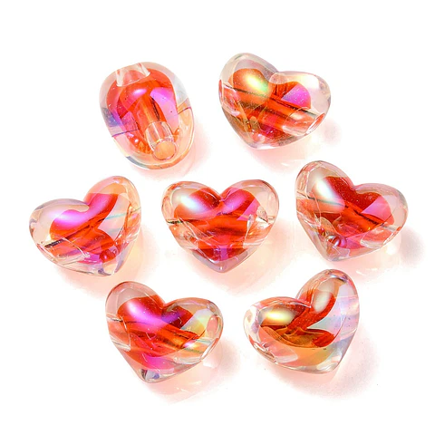 10 Separadores Corazón Acrílico Tornasol | Rojo