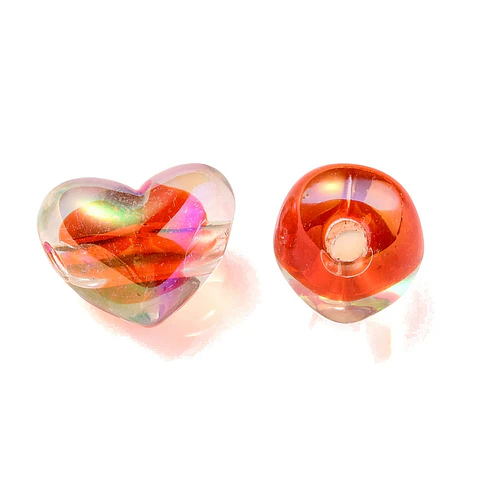 10 Separadores Corazón Acrílico Tornasol | Rojo