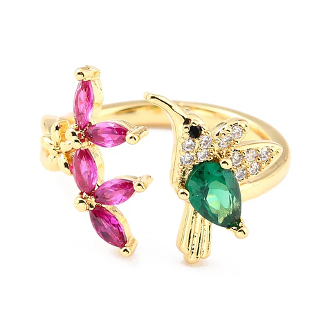 Anillo Ajustable Picaflor | Baño de oro 18k