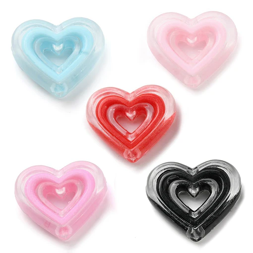 10 separadores de corazones acrilicos | colores surtidos