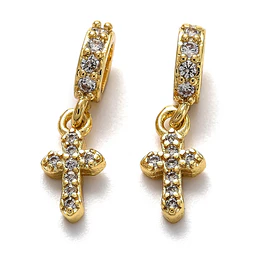  Charm Cruz Con Circones | Baño de oro 18k